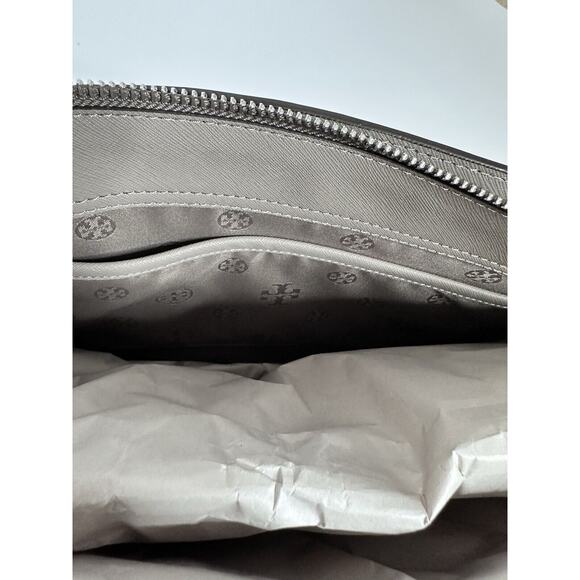 NWT! TORY BURCH EMERSON SMALL TOP ZIP LEATHER TOTE SHOULDER BAG GRAY HERON - Picture 6 of 11